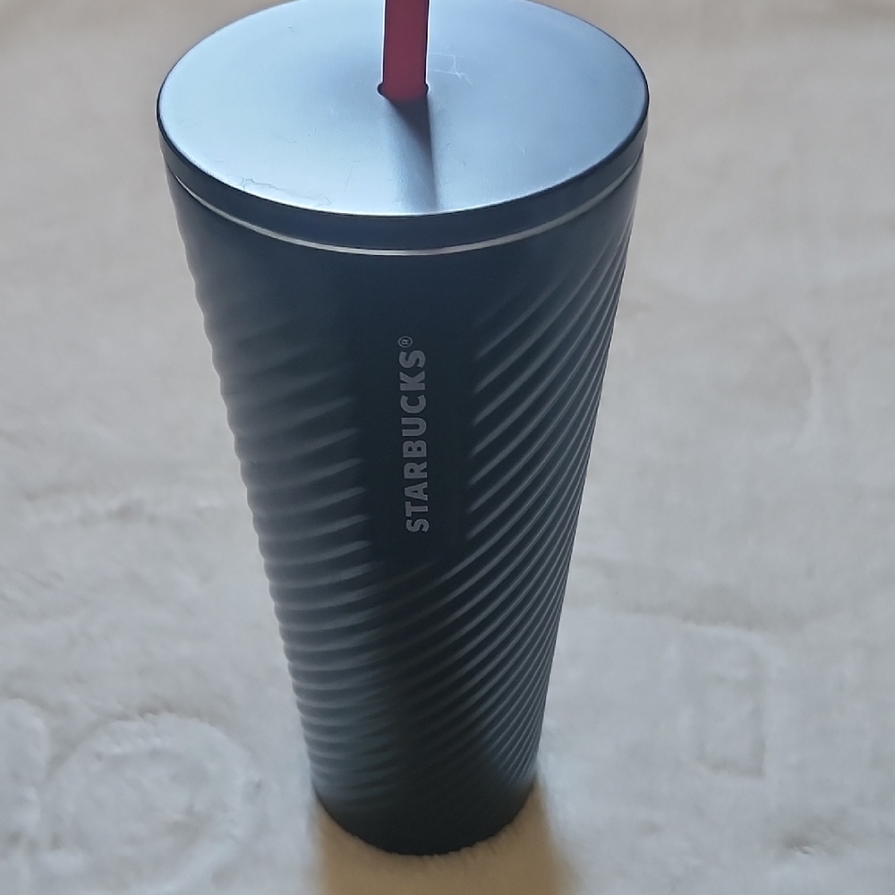 STARBUCKS Tall Metal Drink Holder, Forest Green, A Bit Of Chipping On Lid - Picture 1 of 5